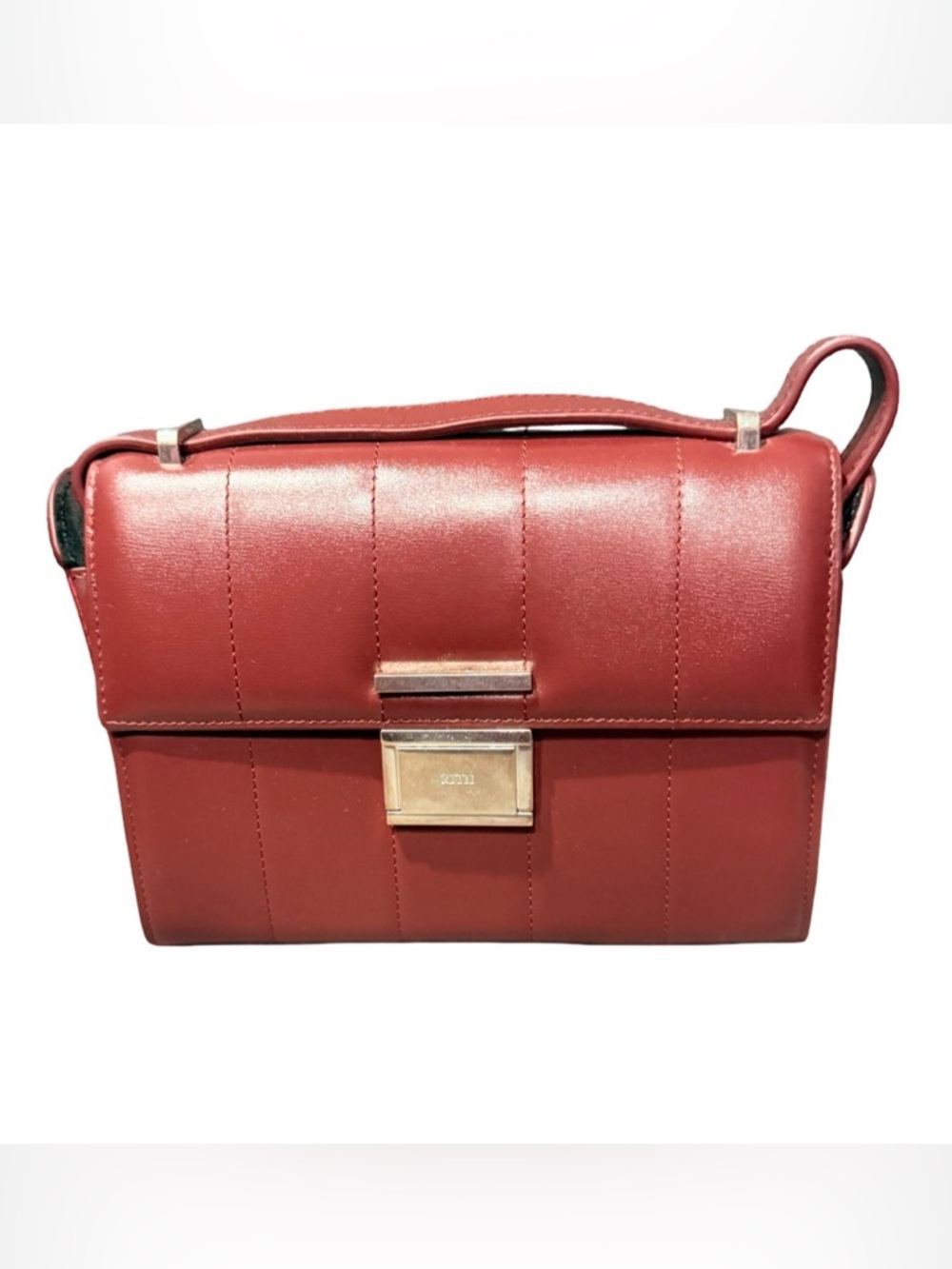 Ami Alexandre Mattiussi Burgundy Leather Crossbody with Gold Hardware